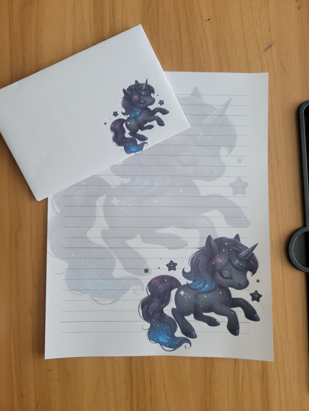 🖤NEW🖤 24pc Galaxy Unicorn Lined Stationery Set - Dark Gray & Blue